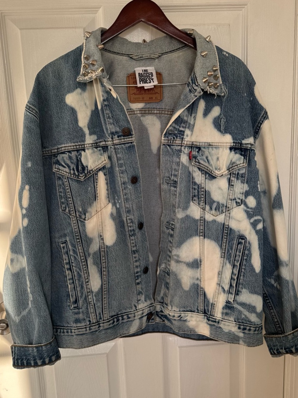 The Ragged Priest x LEVI Bleached Blue & White Denim Jacket with Studded Collar